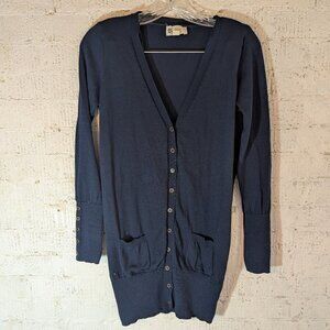 Women's cotton blend navy cardigan
